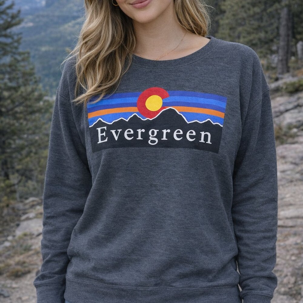 Women's Colorado Evergreen Charcoal Crew Neck Sweater Size L